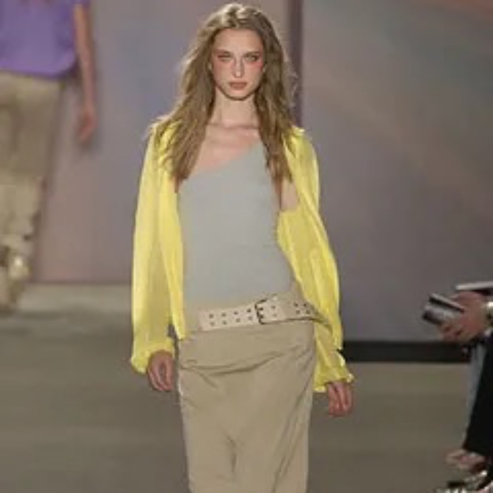 RARE vintage DKNY silk yellow zip up hoodie, Womens Size 2